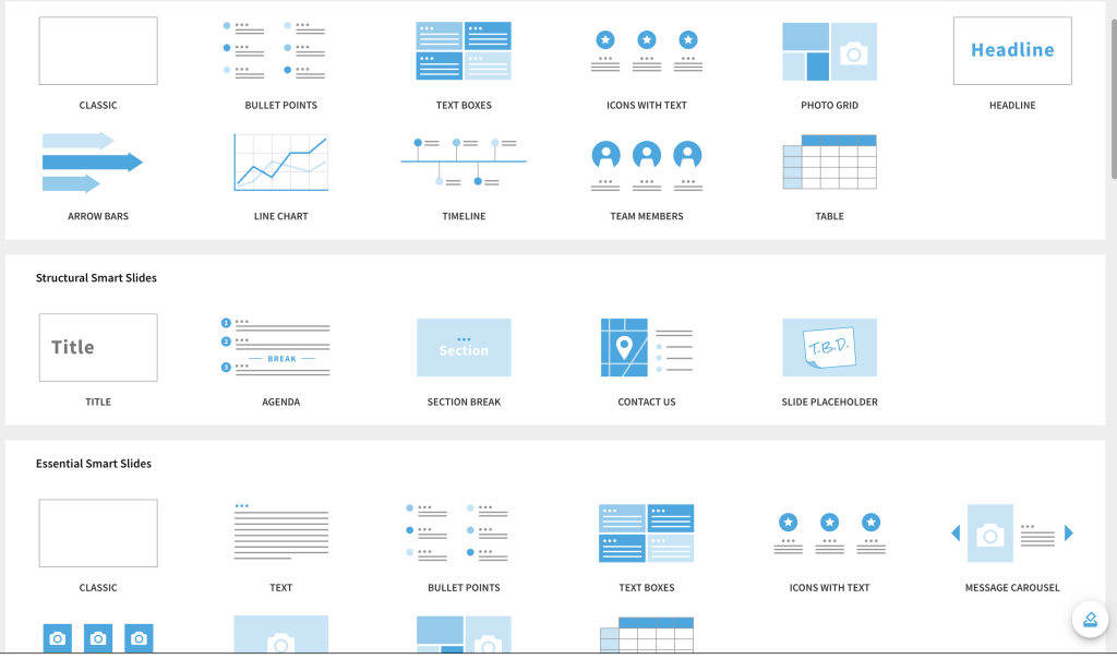 A look at elements you can add into your smart slides such as maps, photo grids, and charts. 